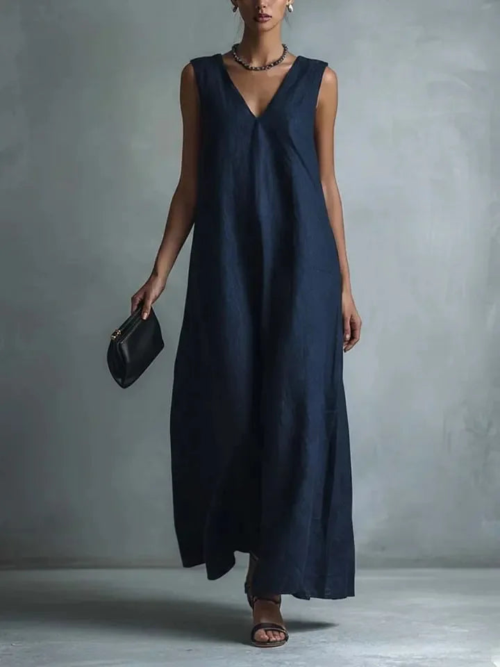 Oriana Breathable Cotton Linen Long Dress