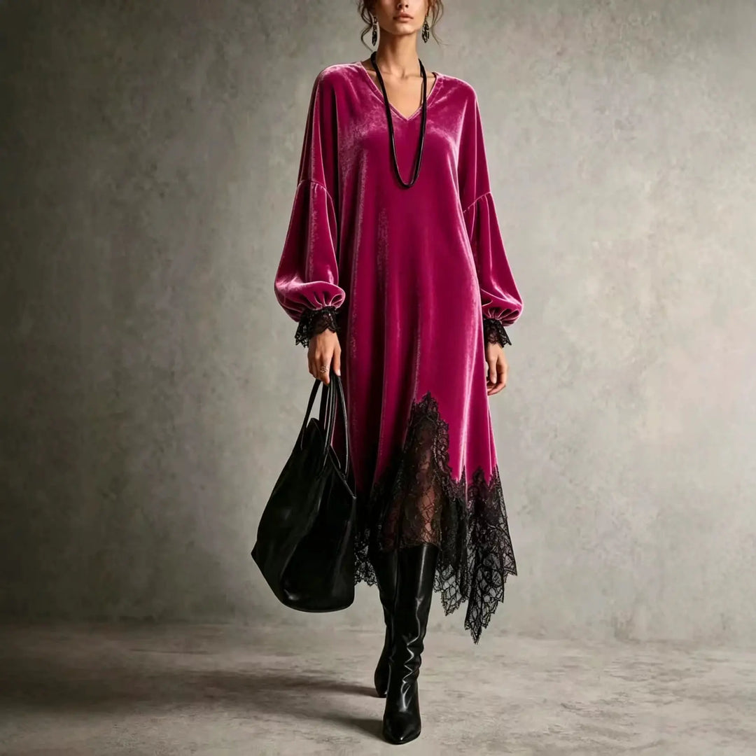 Marguerite Velvet V Neck Dress