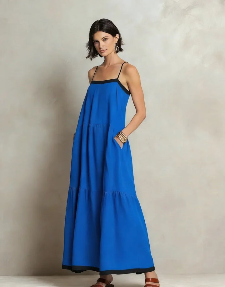 Ellie Bohemian Spaghetti Strap Linen Maxi Dress