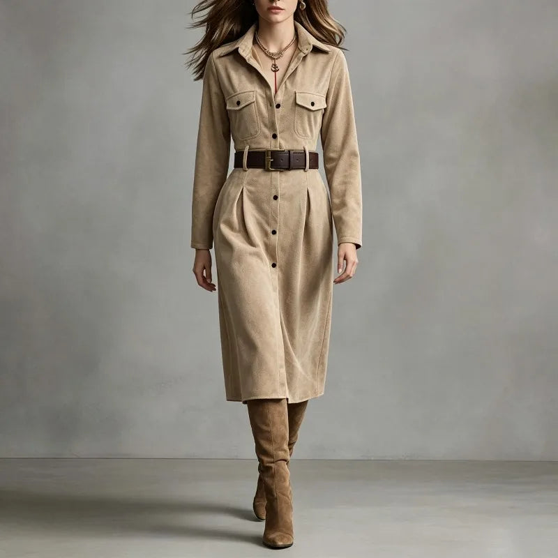 Marissa Faux Suede Shirt Dress