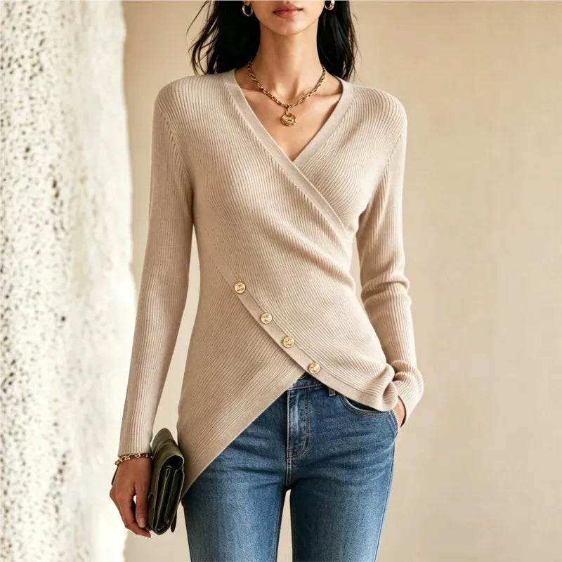 Adalina V Neck Ribbed Sweater