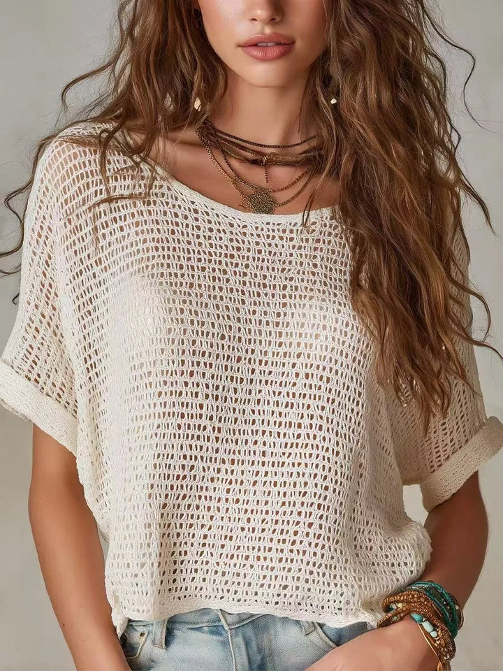 Coralie Breathable Short Sleeve Crochet Top