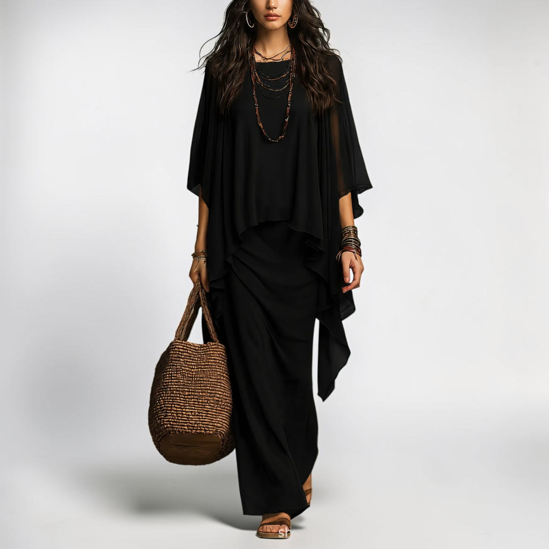 Odelia Chiffon Overlay Two-Piece Set