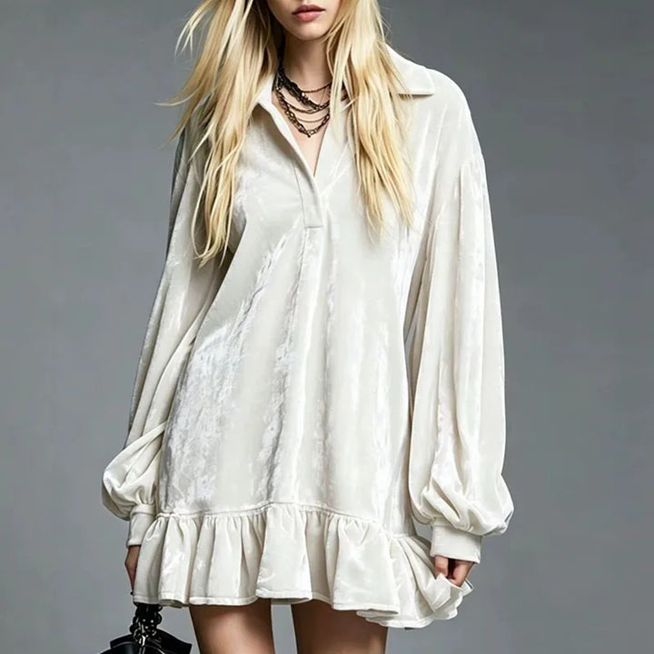 Andrea Velvet Ruffle Mini Dress