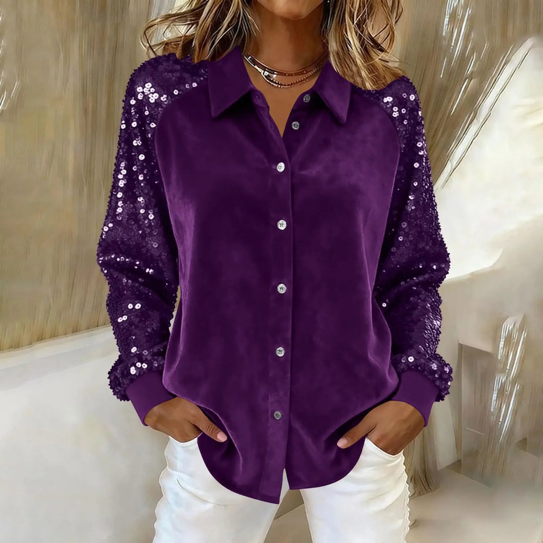 Marlowe Sequin Sleeve Blouse
