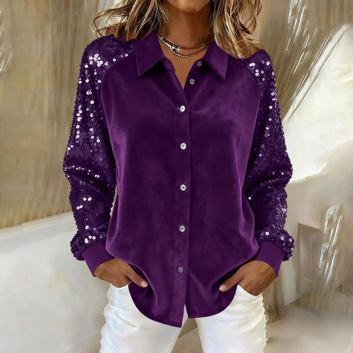 Marlowe Sequin Sleeve Blouse