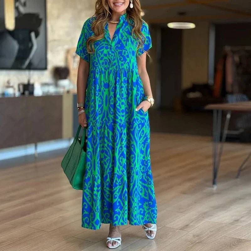 Brenza Printed Pocket Maxi Dress