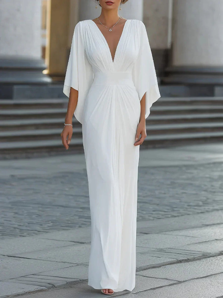 Solane Ruffle V Neck Dress