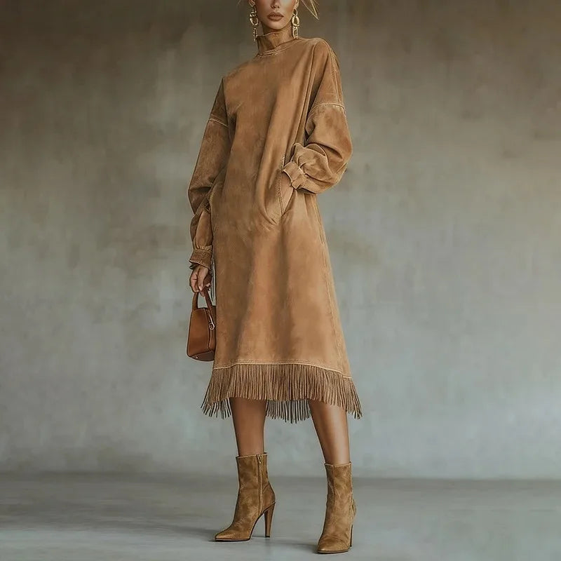 Rosalind Tassel Mock Neck Dress