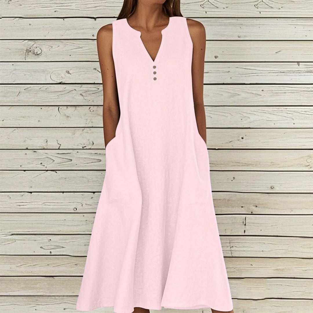 Avery Effortless V Neck Midi Dress