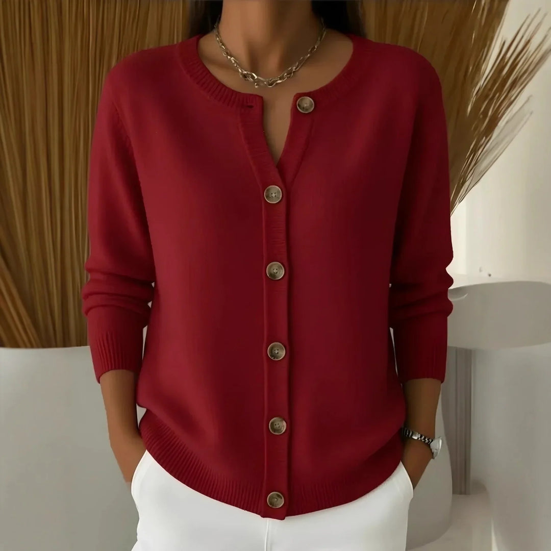 Anouska Notch Neck Buton Cardigan