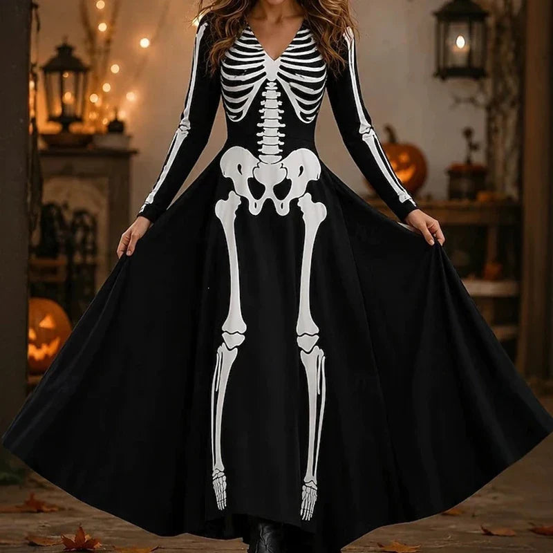 Ophelia Skeleton Print Maxi Dress