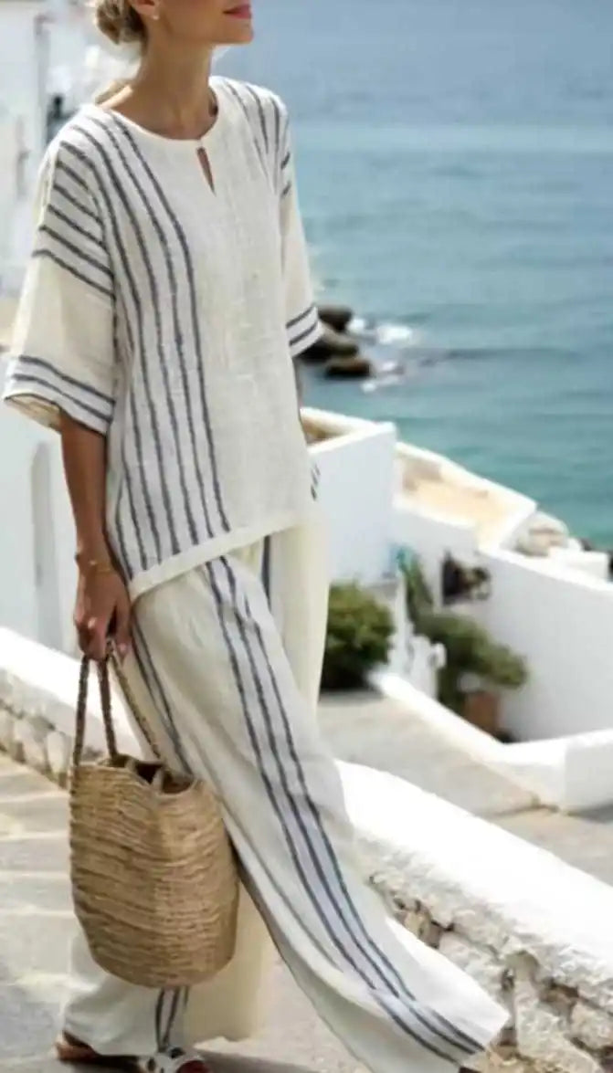 Emelina Striped Linen Two-Piece Set