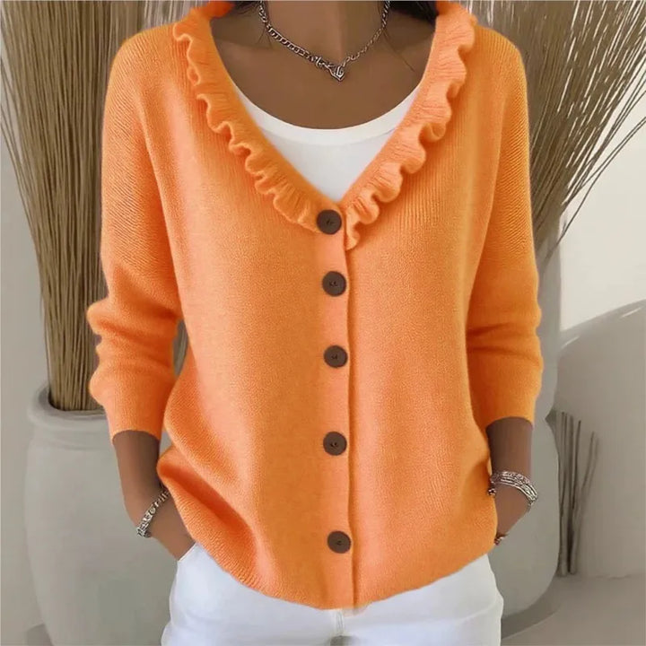 Colette Ruffle Neck Button Cardigan