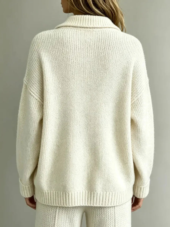 Hazel Button Neck Polo Sweater