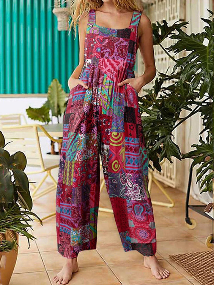 Tina Boho Print Wide Leg Jumpsuit