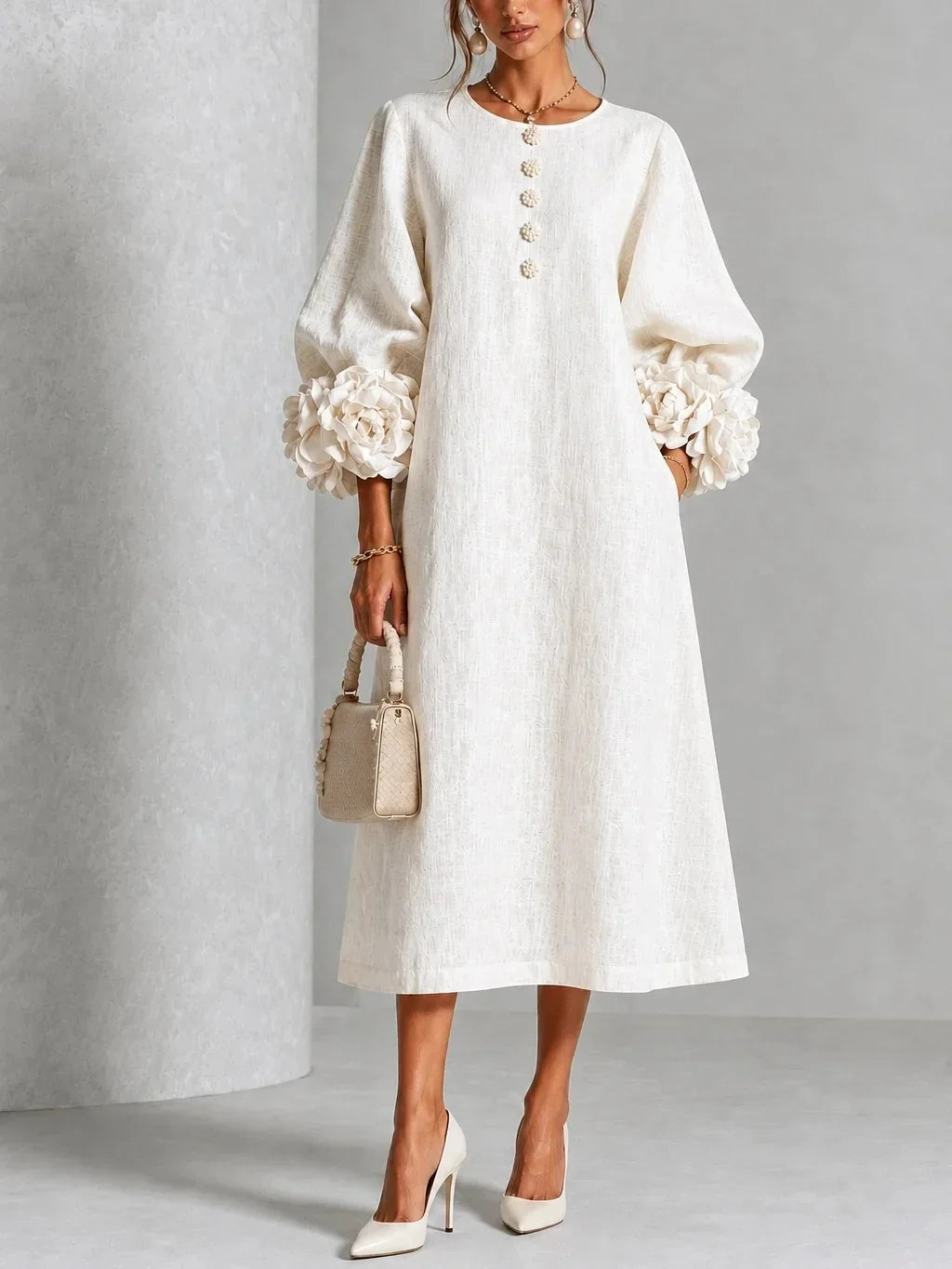 Coraline Lantern Sleeve Midi Dress