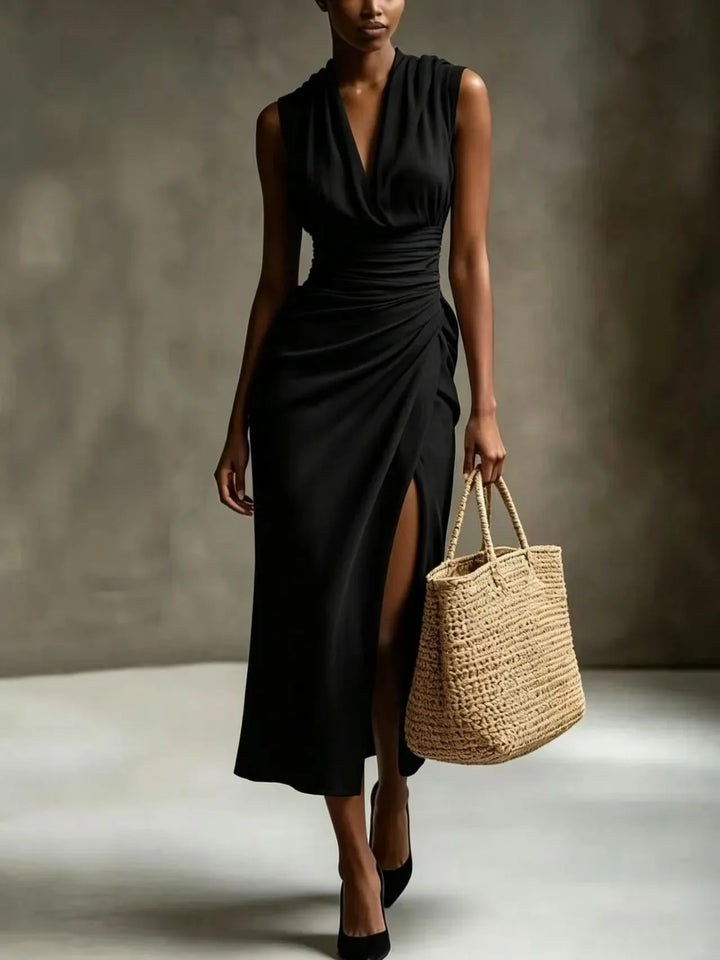 Prisca Ruched Scarf Neck Maxi Dress