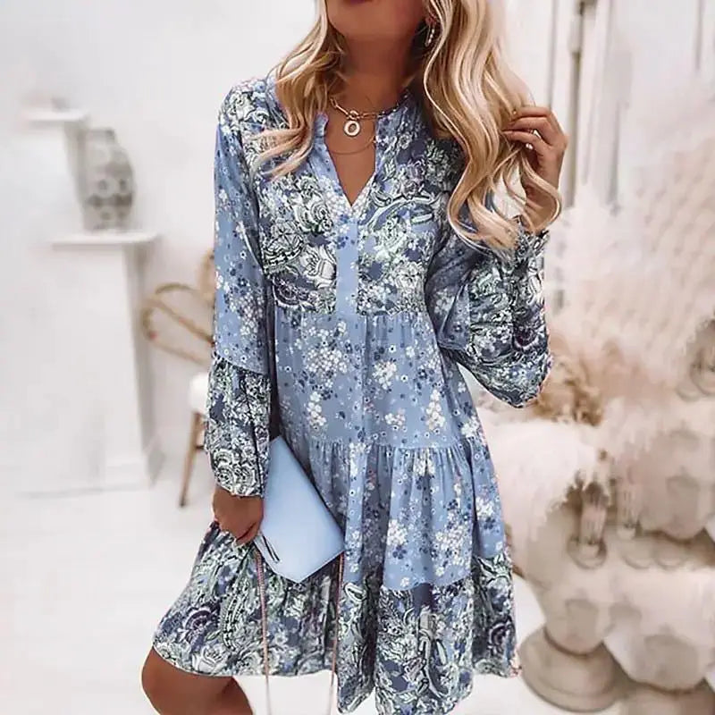 Vivian Boho Floral Mini Dress