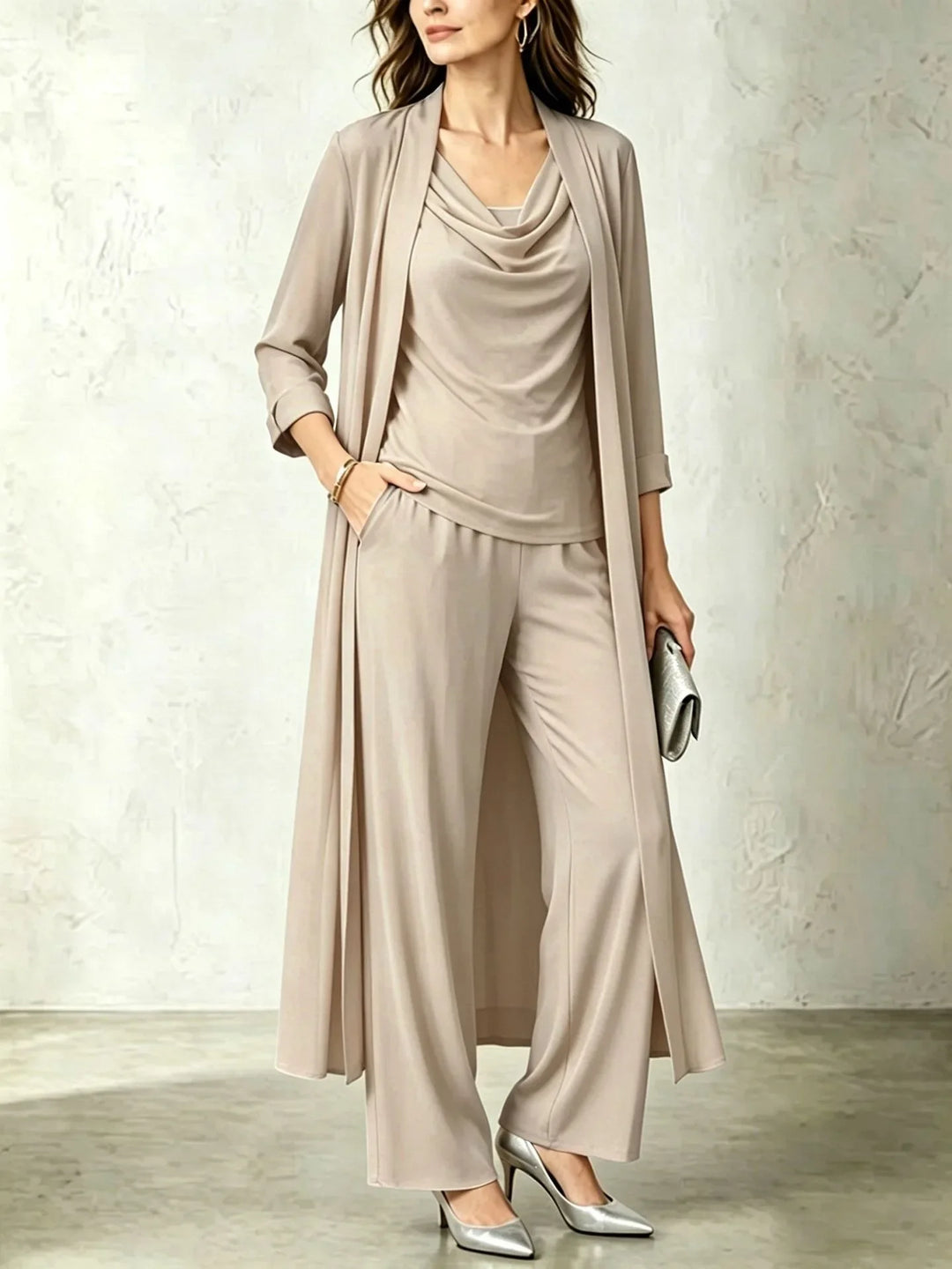 Rosana Cowl Neck Three Piece Set