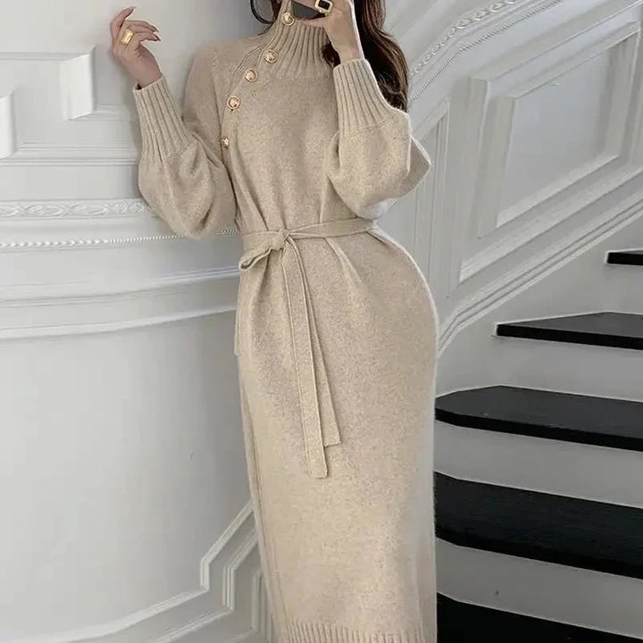 Corentine Button Placket Sweater Dress