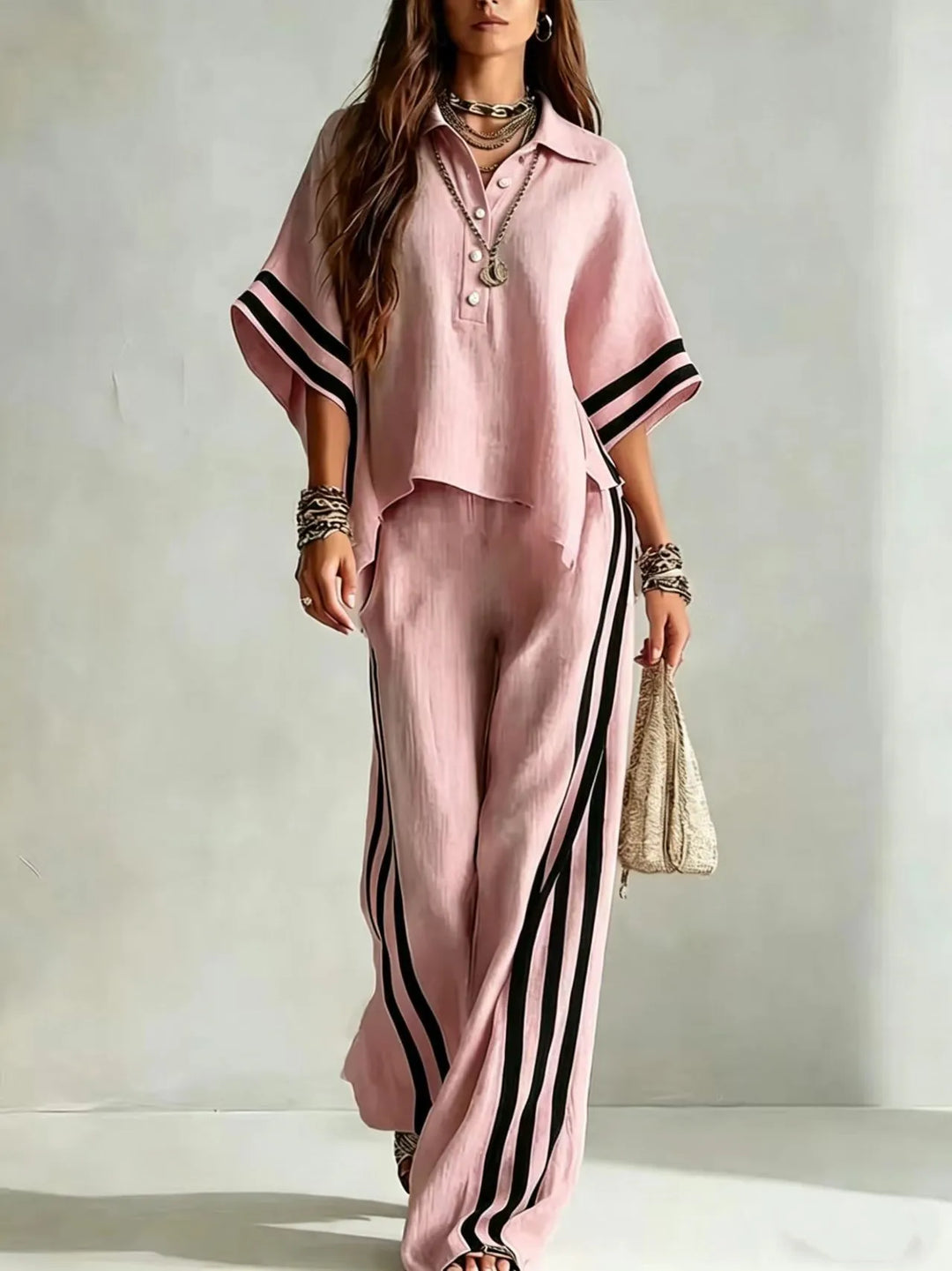 Winslet Striped Wide Leg Pant Set