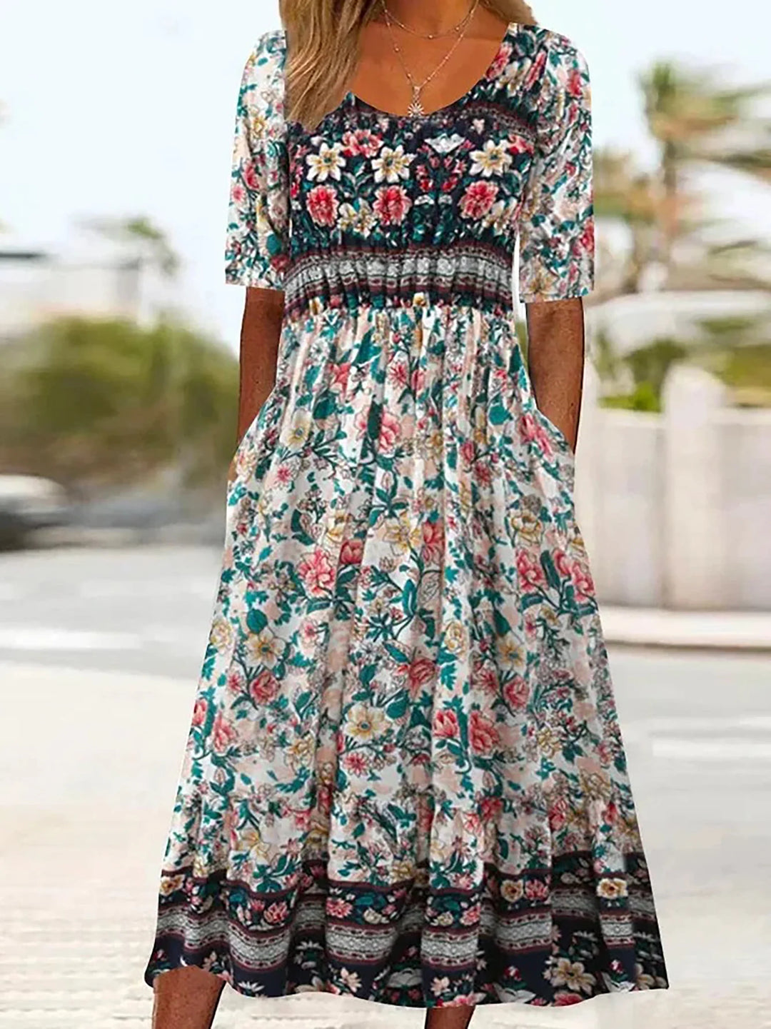 Chiara Bohemian Floral Printed Maxi Dress