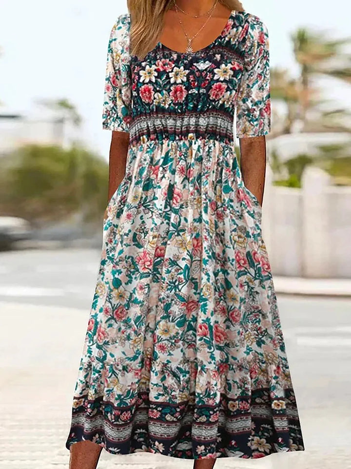 Chiara Bohemian Floral Printed Maxi Dress