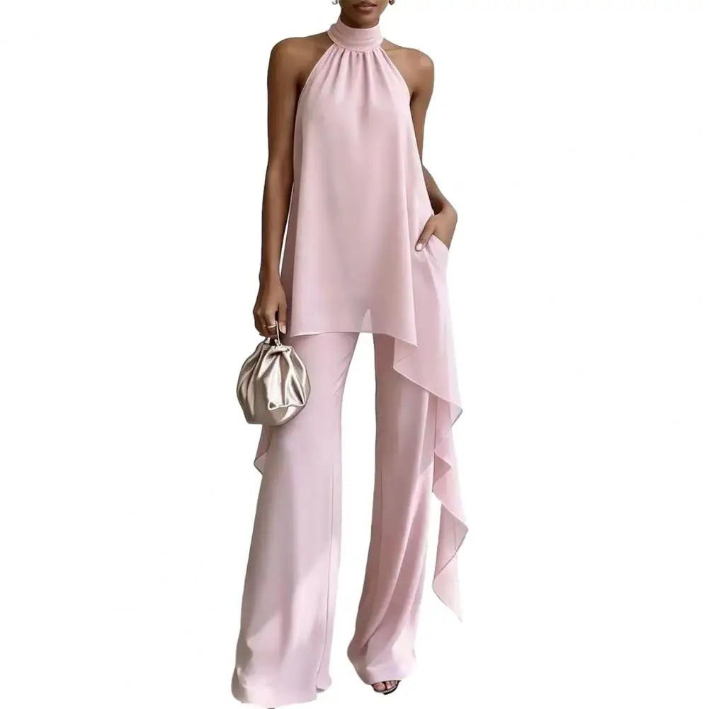 Jessenia Draped Sleeveless Chiffon Matching Set