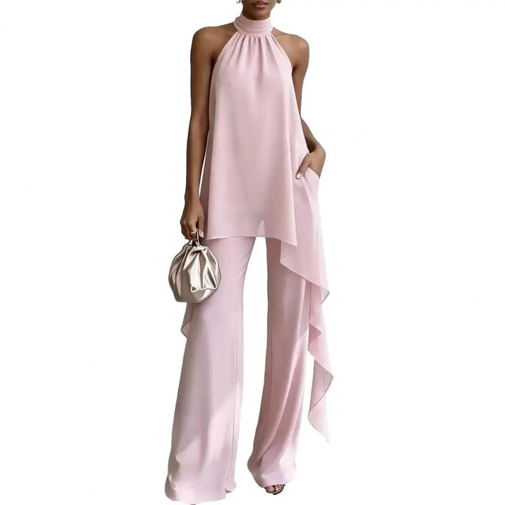 Jessenia Draped Sleeveless Chiffon Matching Set