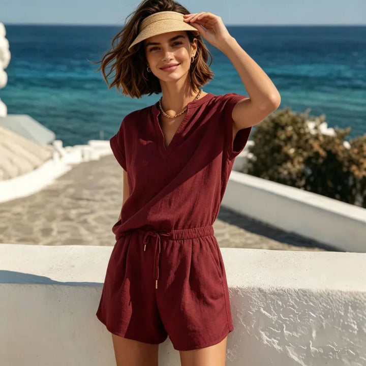 Carina Linen Drawstring Shorts Set