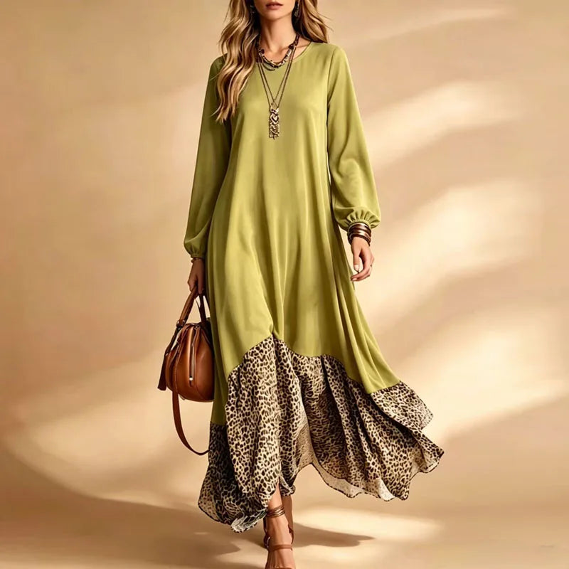 Delphine Leopard Hem Maxi Dress