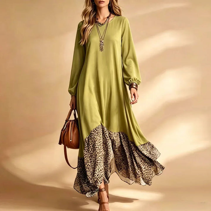Delphine Leopard Hem Maxi Dress