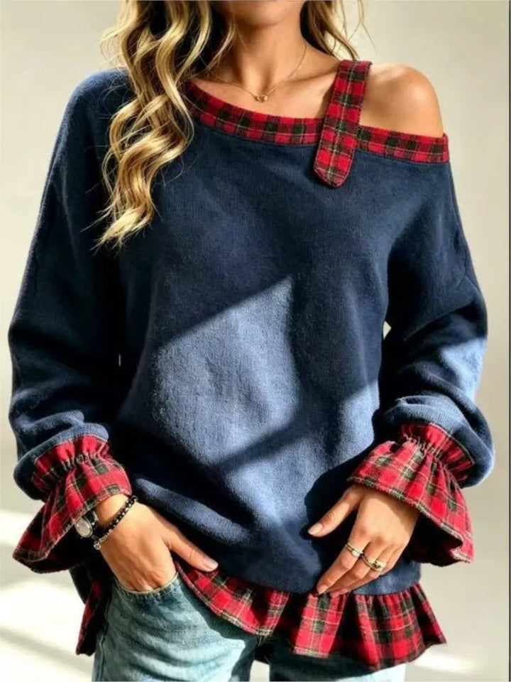 Harlow Plaid Trim Pullover