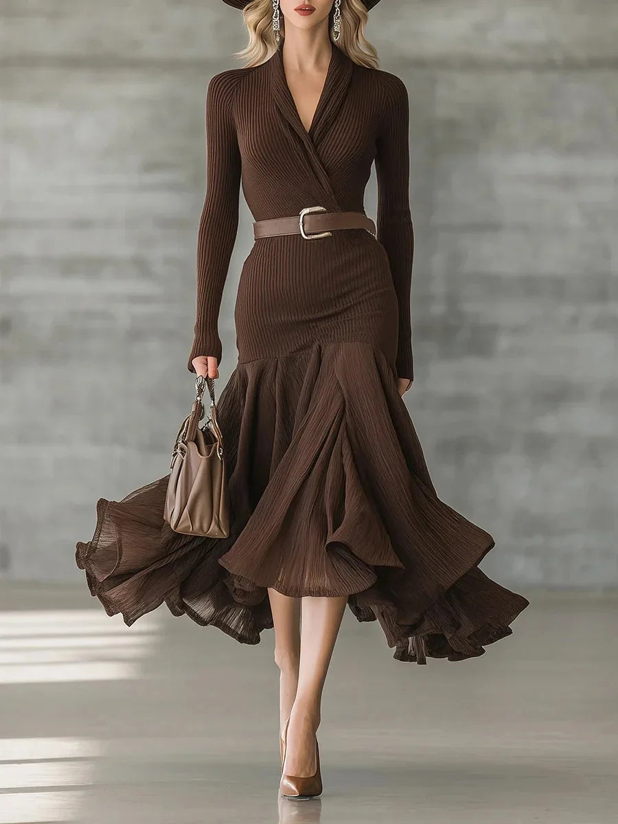 Marguax Ribbed Knit Midi Dress