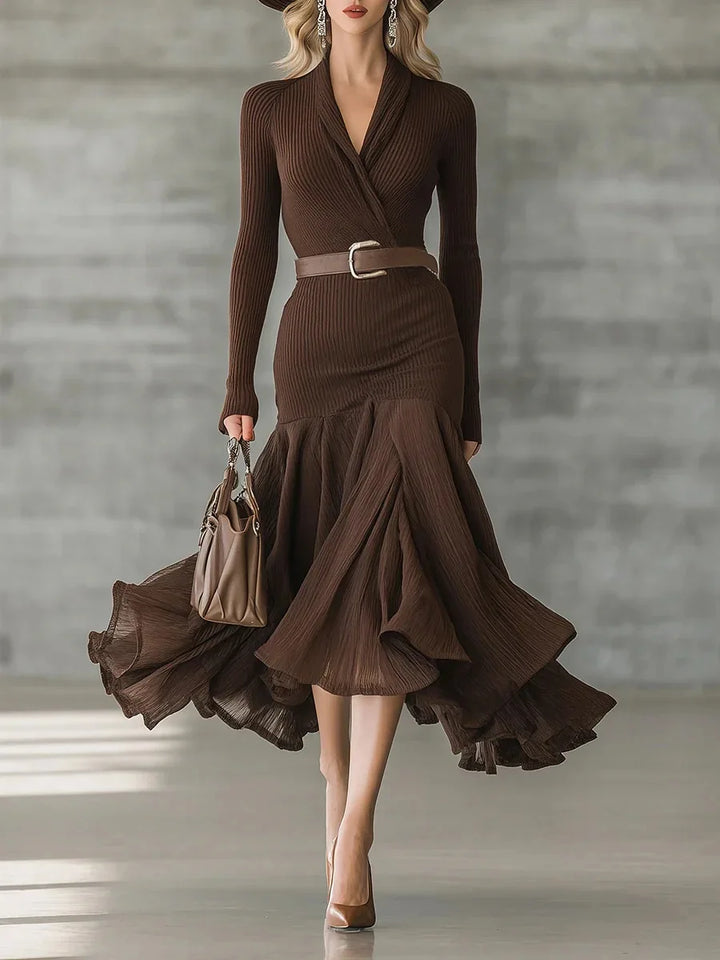 Marguax Ribbed Knit Midi Dress