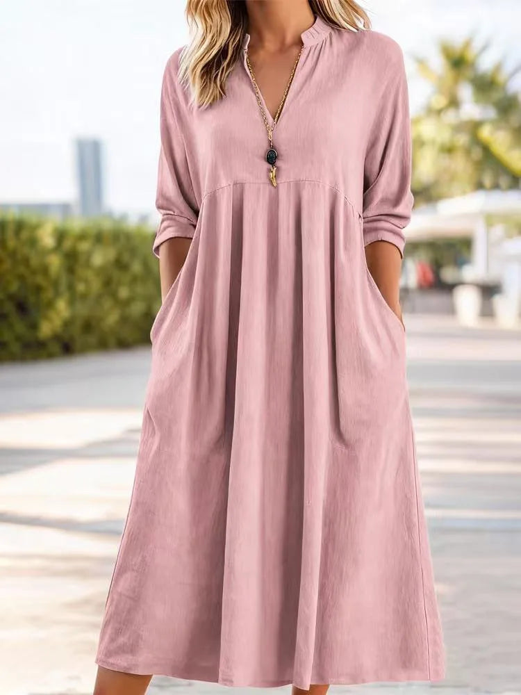 Elara Vintage Linen Mini Dress
