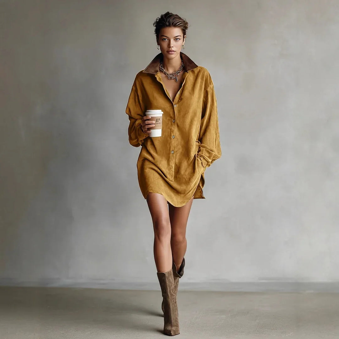 Elorea Suede Mini Shirt Dress