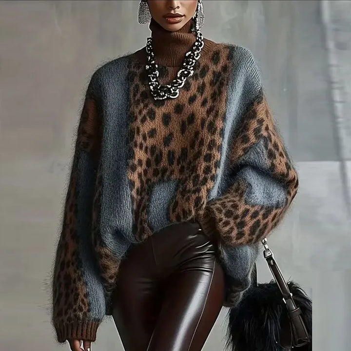 Reese Cozy Leopard Knit Sweater