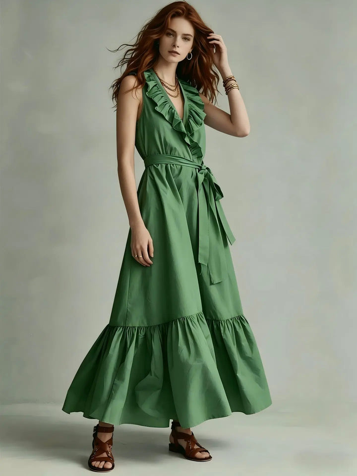 Tina Flowy Ruffle Hem Maxi Dress