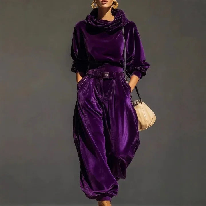 Adelina Draped Hood Velvet Set
