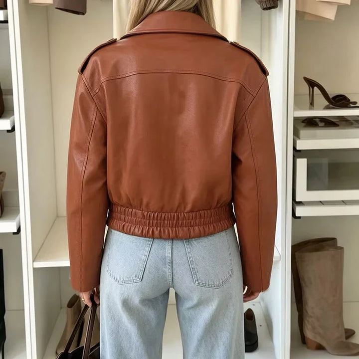 Greta Cropped Biker Jacket