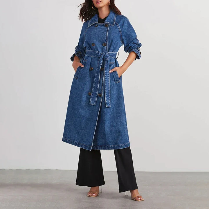 Sabina Tie Waist Denim Trench