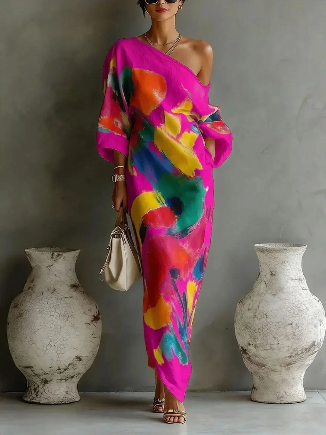 Callista One Shoulder Bohemian Maxi Dress