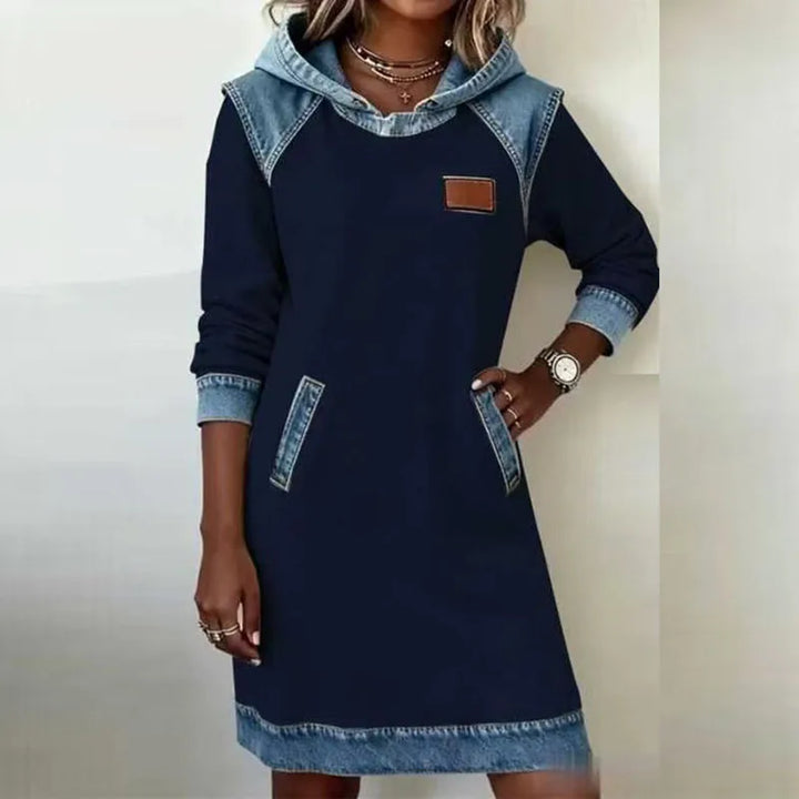 Halona Denim Trim Hoodie Dress
