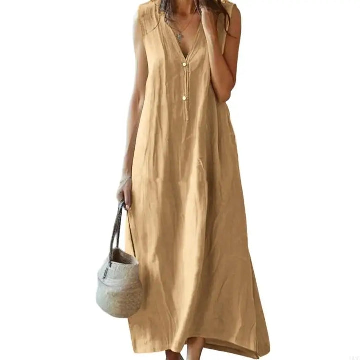 Elana Relaxed Linen Maxi Dress
