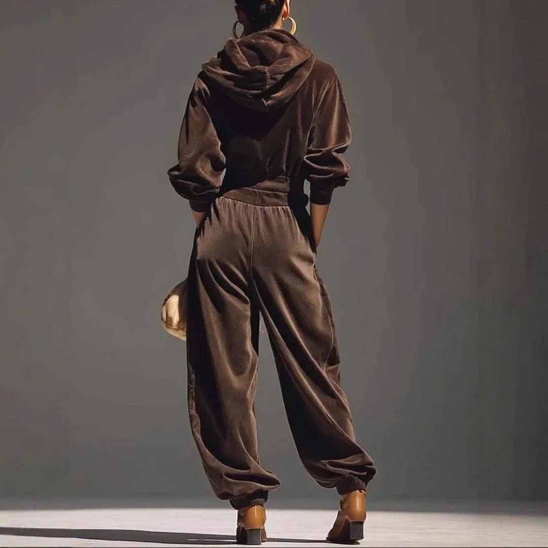 Adelina Draped Hood Velvet Set