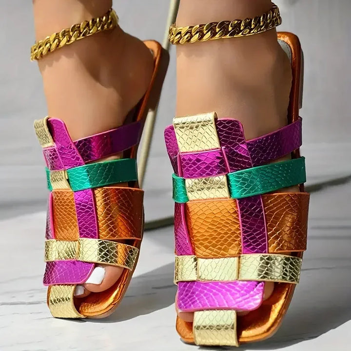 Zaffira Woven Mosaic Flat Sandals