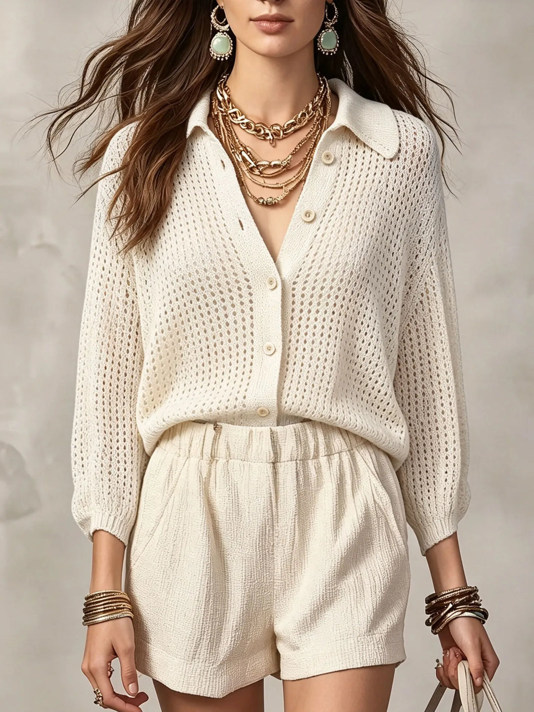 Elira Open Crochet Knit Cardigan