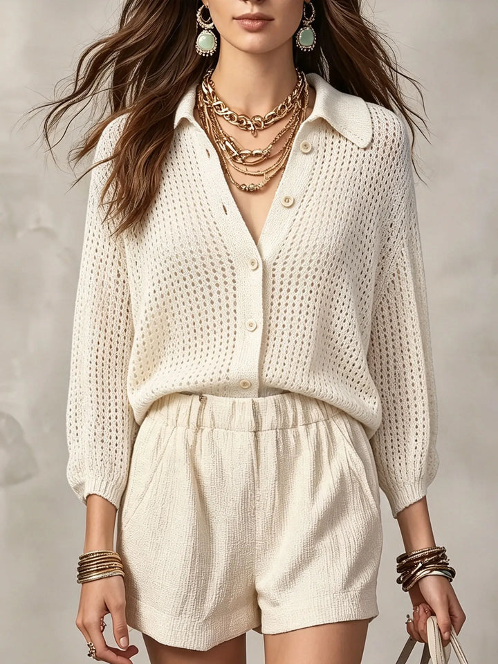 Elira Open Crochet Knit Cardigan